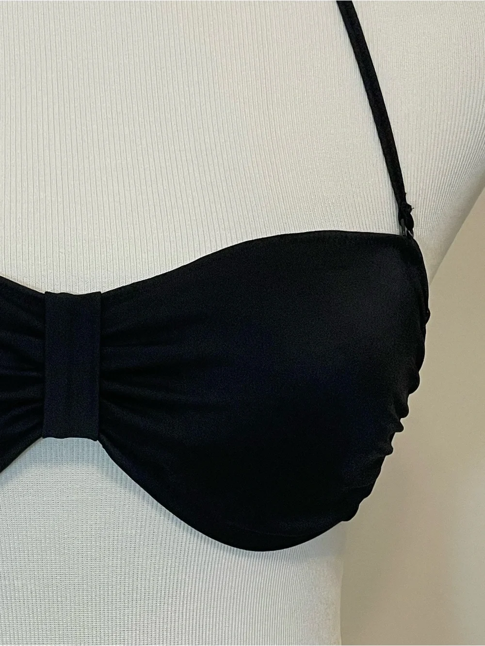 PINK Victoria's Secret Black Ruched Bandeau Halter Bikini Swim Top Size XS